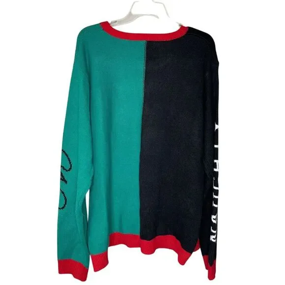 Ugly Christmas Gangsta Santa Claus Sweater 2XL Naughty or Nice Holiday - Picture 2 of 5